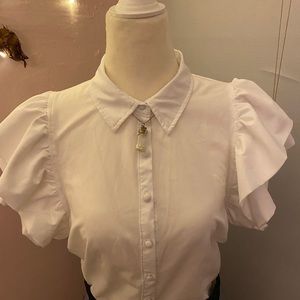 White button down blouse